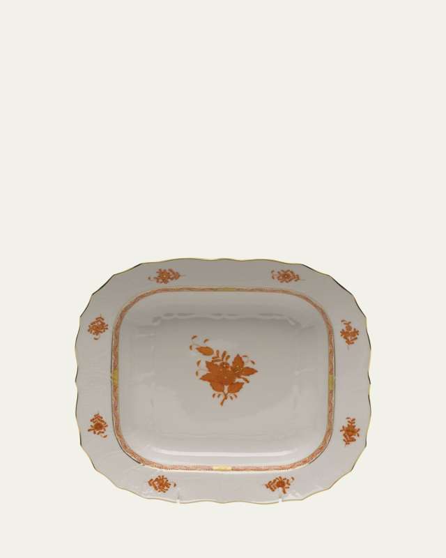 Chinese Bouquet Rust Square Fruit Dish